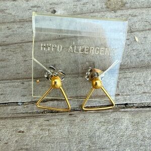 Bundle 3 for 50% off 1970s Deadstock Little Goldtone Triangle Post Earrings